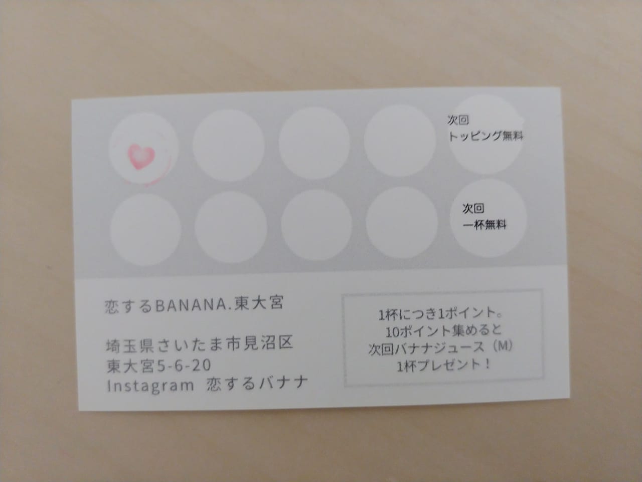 恋するBANANAポイントカード