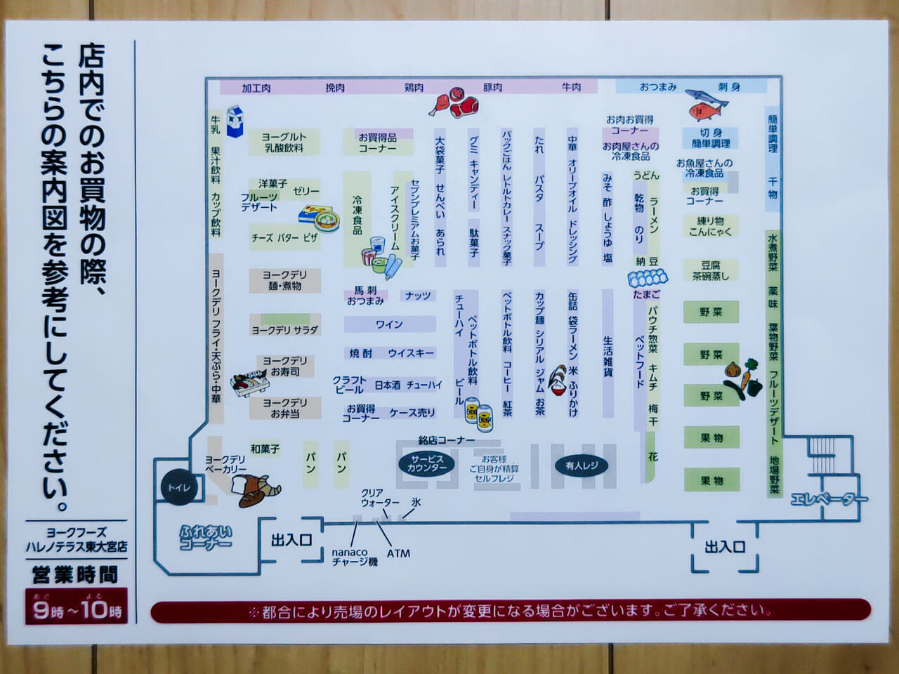 「ヨークフーズハレノテラス東大宮店」案内図