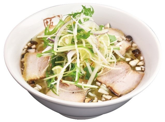 『すだちと炙り椎茸が香るさっぱり塩ラーメン』　喜多方ラーメン坂内