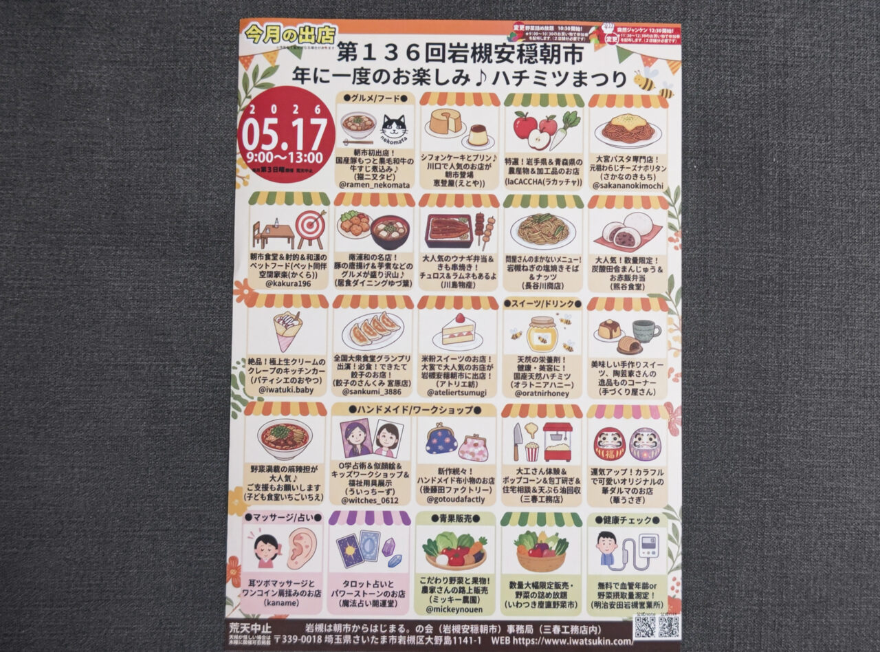 第136回岩槻安穏朝市　出店者